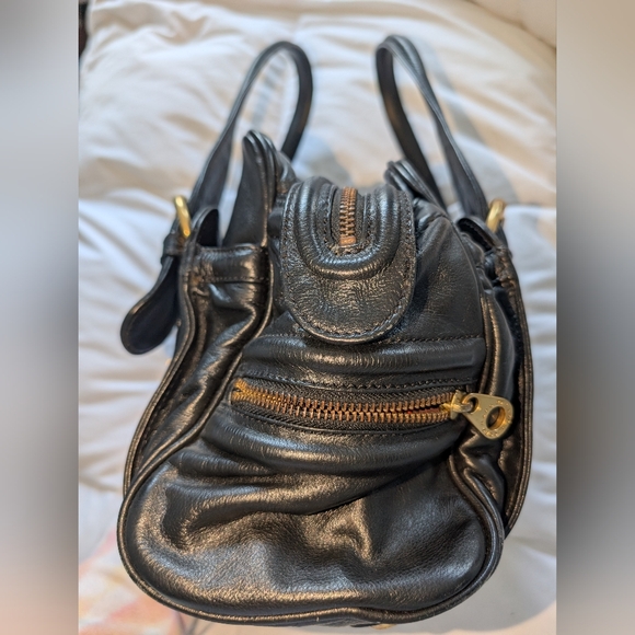 Marc by Marc Jacobs Black Leather Satchel with Drop Handles and Gold Hardware - Picture 5 of 14